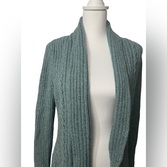 ANTHROPOLOGIE Chunky Knit Wool Blend Open Front Cardigan Bird Label | Gr… - Picture 5 of 7